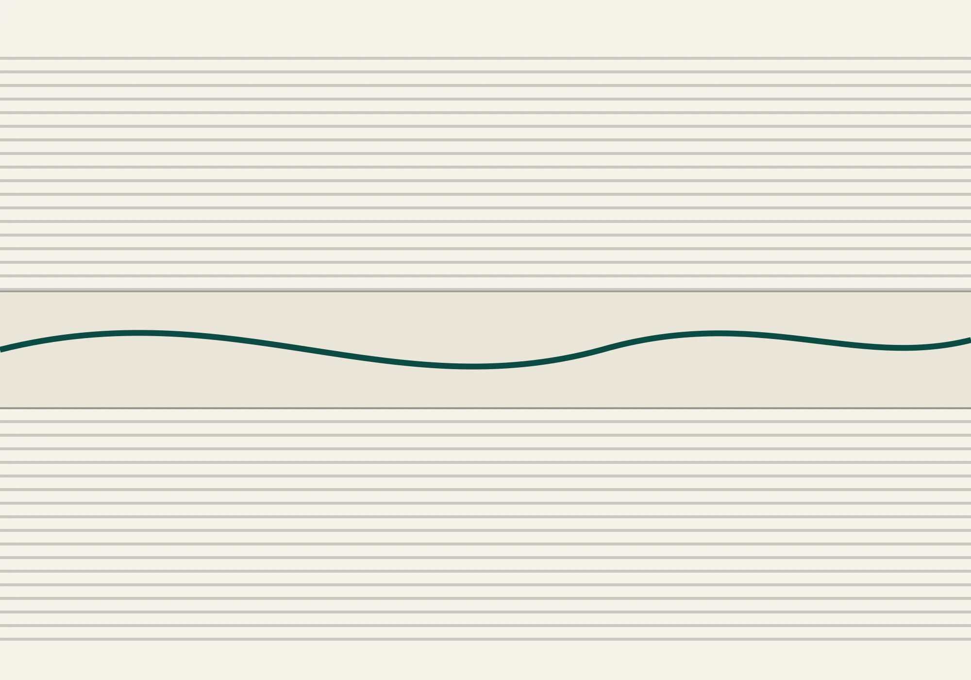 Two parallel bands crossed by a narrow channel of open space running between them